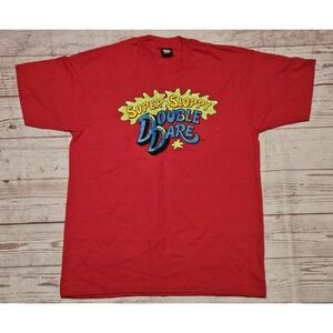 Vintage NICKELODEON Super Sloppy DOUBLE DARE Red 2 SIDED XL T-Shirt 80s